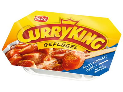 Greitai paruošiamas paukštienos užkandis MEICA CurryKing, su kario padažu, 220 g