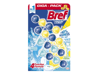 WC valiklis-gaiviklis BREF SVR Lemon + Ocean, 4 x 50 g