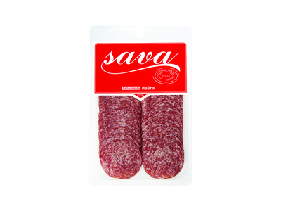 Šaltai rūkyta dešra SAVA, griežinėliais, II r,, 90g