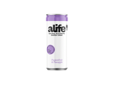 Pasiflorų ir ananasų skonio gazuotas natūralus energinis gėrimas, Alife, 330 ml 