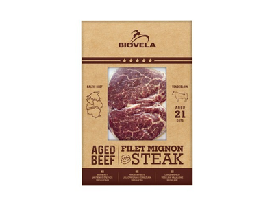 Brandinti jautienos išpjovos medalionai BIOVELA, Filet Mignon Steak, atšaldyti, 21d., 300g