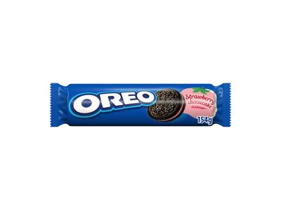 Kakaviniai sausainiai OREO su braškinio sūrio pyrago įdaru, 154 g