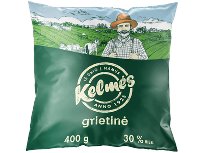 Grietinė KELMĖS, 30% riebumo, 400 g, maišelis