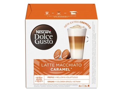 Kavos kapsulės NESCAFE Dolce Gusto Caramel Latte Macchiato, 8+8 vnt, 168,8 g