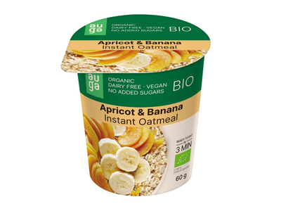 Ekologiška avižinė košė AUGA su bananais ir abrikosais, 60 g