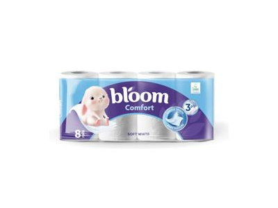 Tualetinis popierius BLOOM COMFORT SOFT WHITE, 3 sluoksnių, 8 vnt.