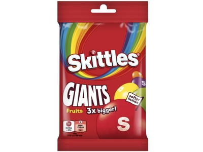 Kramtomieji saldainiai SKITTLES Giants, vaisių skonio, traškiame cukraus glajuje, 116g