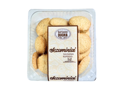 GARLIAVOS DUONOS sausainiai su sezamų sėklomis, 200 g