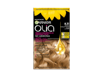 Garnier Olia 8.31, auksinė pelenų blondinė.