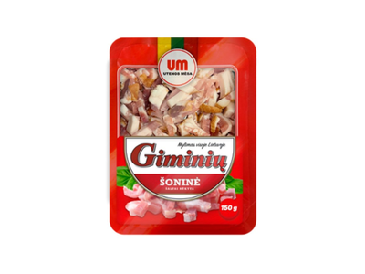 Giminių šaltai rūkytos šoninės kubeliai, aukščiausia rūšis, 150 g