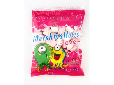 Zefyriniai saldainiai CORNELLIS Marshmallows Love, 90 g