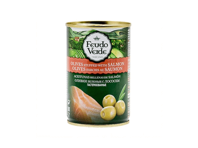 Žaliosios alyvuogės FEUDO VERDE su lašišų įdaru, 300 g