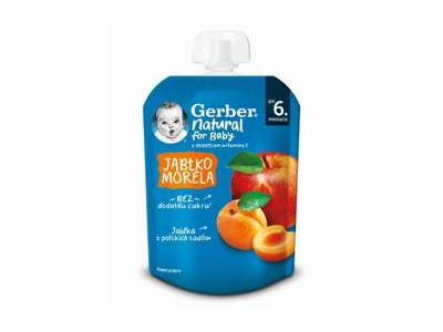 Obuolių ir abrikosų tyrelė GERBER, nuo 6 mėn., 80 g