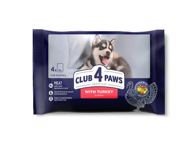 Konservuotas šunų maistas CLUB 4 PAWS su kalakutiena, 4x85 g
