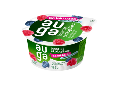 Ekol. jogurtas su mėlyn., aviet. AUGA, 125 g