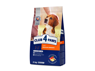 Sausas vidutinių veislių šunų pašaras CLUB 4 PAWS, 2kg