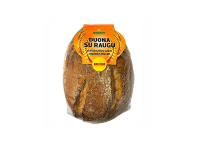 Duona su raugu ir viso grūdo dalių ruginiais miltais, 500 g
