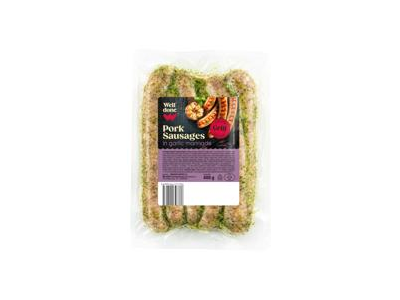 NAUJA! Plonos kiaulienos dešrelės su česnakų mar. WELL DONE, 400 g