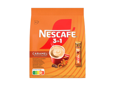 Tirpiosios kavos gėrimas NESCAFE 3IN1, karamelės sk., 128 g