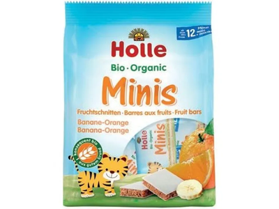 Mini batonėliai su bananais ir apelsinais HOLLE, 100 g