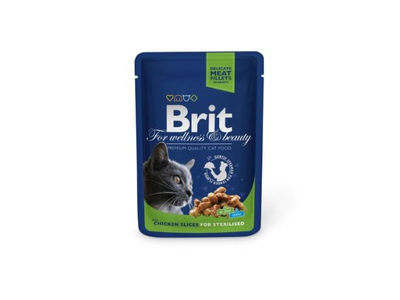Konservai katėms BRIT PREMIUM Chicken Slices Sterilised, maišelyje, 100 g