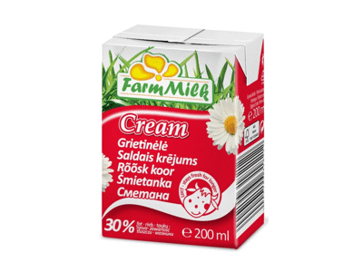 UAT grietinėlė FARM MILK, 30 % rieb., 200 ml