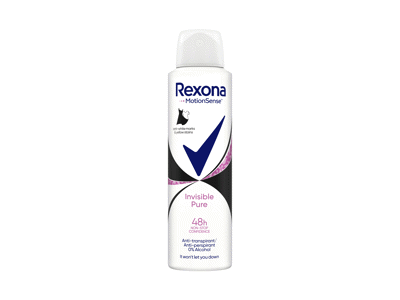 Moteriškas purškiamasis dezodorantas REXONA INVISIBLE PURE, 150 ml