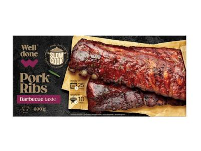 Lėtai virti kiaul. šonkauliai WELL DONE su barbekiu padažu, 600 g