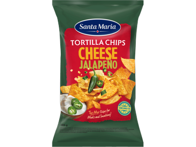 Kukurūzų traškučiai SANTA MARIA, su sūriu ir Jalapeno aitriosiomis paprikomis, 185 g