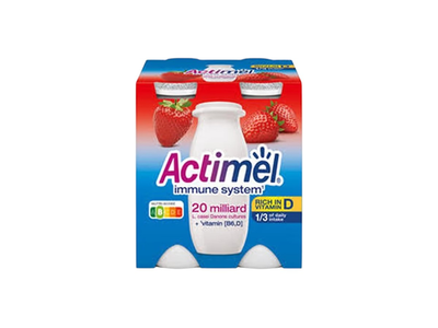 Ferm. jogurto gėrimas ACTIMEL, braškių sk., 1,5%rieb.,4x100g, 400 g