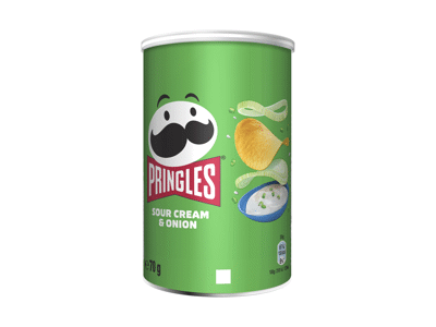 Traškučiai PRINGLES, grietinės ir svogūnų skonio, 70 g