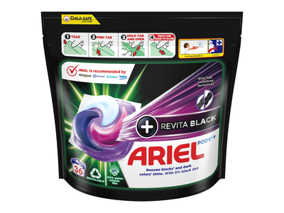 Skalbimo kapsulės Ariel Black, 36vnt