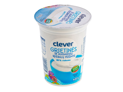 Grietinės ir augalinių riebalų mišinys 30% rieb. CLEVER, 400 g