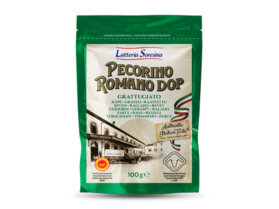 Kietasis sūris Pecorino Romano LATTERIA SORESSINA, tarkuotas, PDO, 100 g