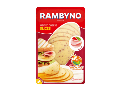 Lydytas RAMBYNO sūris su kumpiu (riekelės), 45 % rieb. s. m., 150 g