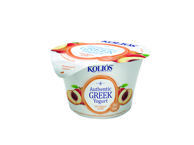 Graikiškas jogurtas KOLIOS, autentiškas, 0%, su persikais,150 g