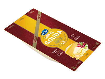 Fermentinis sūris GOUDA pjaustytas, 27%,  be laktozės, 500 g