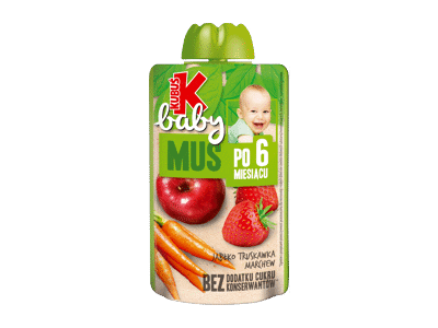 Obuplių, braškių ir morkų tyrelė KUBUŠ BABY nuo 6 mėn., 100 g
