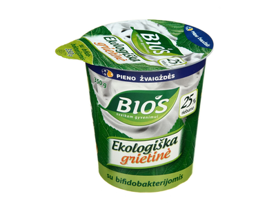 Ekol. grietinė su bifido bakt. BIOS, 25%,350g