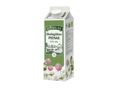 Ekologiškas pienas DOBILAS, 2,5 %, 1 l
