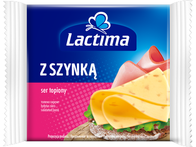 Lydytas sūris LACTIMA, su kumpiu, riekėlėmis, 130 g