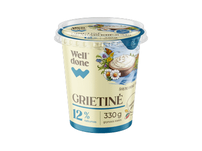 Grietinė WELL DONE, 12 % rieb., 330 g