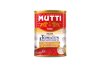 Konservuoti smulkinti pomidorai POLPA GARLIC MUTTI, 400 g