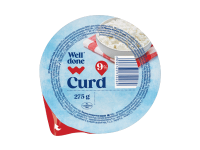 Pusriebė varškė WELL DONE, 9 % rieb., 275 g