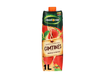 GIMTINĖS obuolių ir braškių sulčių gėr. ELMENHORSTER (30%), 1 l