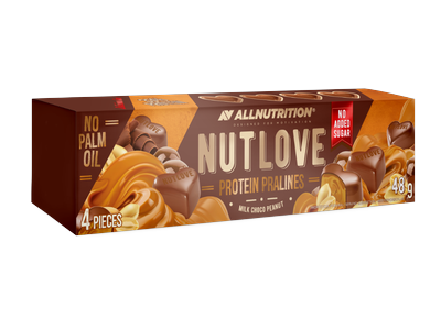 Proteininiai šokoladiniai saldainiai NUTLOVE ALLNUTRITION su karamele ir riešutais, 48 g
