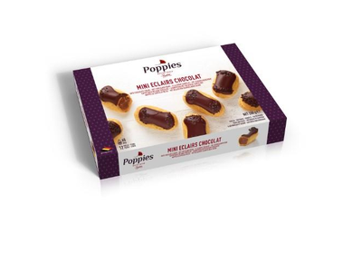 Mini eklerai su šokoladiniu įdaru, POPPIES 12 vnt. pak. 200g
