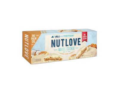 Kokosiniai sausainiai NUT LOVE su karamele ir žemės riešutais, aplieti pieniniu glaistu,  128 g