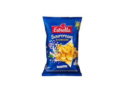 Bulvių traškučiai ESTRELLA, grietinės ir svogūnų skonio, 180 g