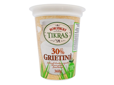 Grietinė ROKIŠKIO TIKRA, 30% rieb., 360 g